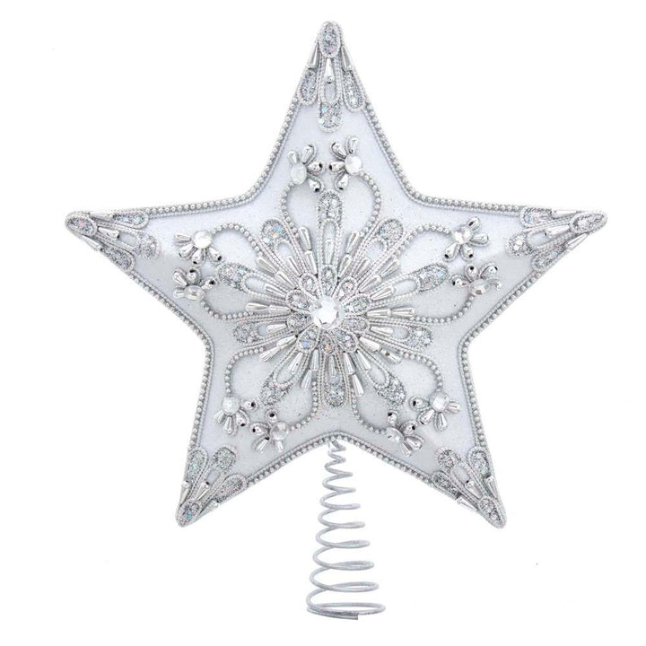 Kurt Adler 13.5-Inch 5-Point White and Silver Star Treetop