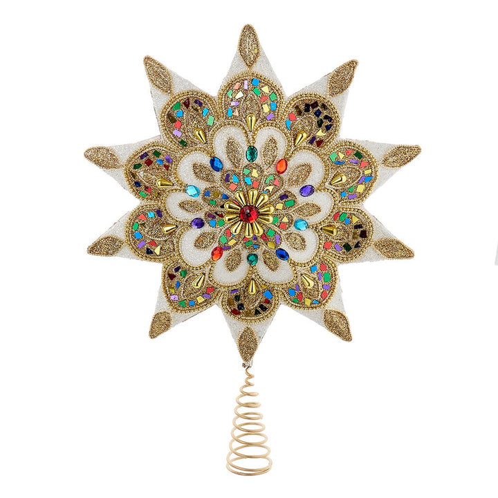 Kurt Adler 16.5-Inch Unlit 10-Point White and Gold Star Tree Topper