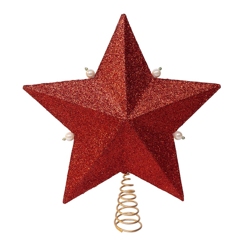 Kurt Adler 13.5-Inch Red, Green and White Mistletoe Star Tree Topper