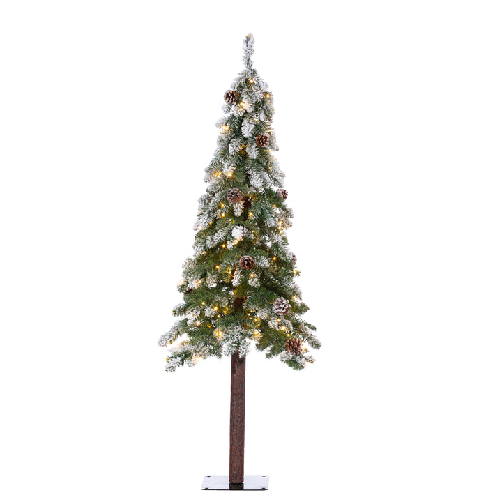 Sterling 5 ft. Pre Lit Warm White LED Frosted Flocked Alpine Tree