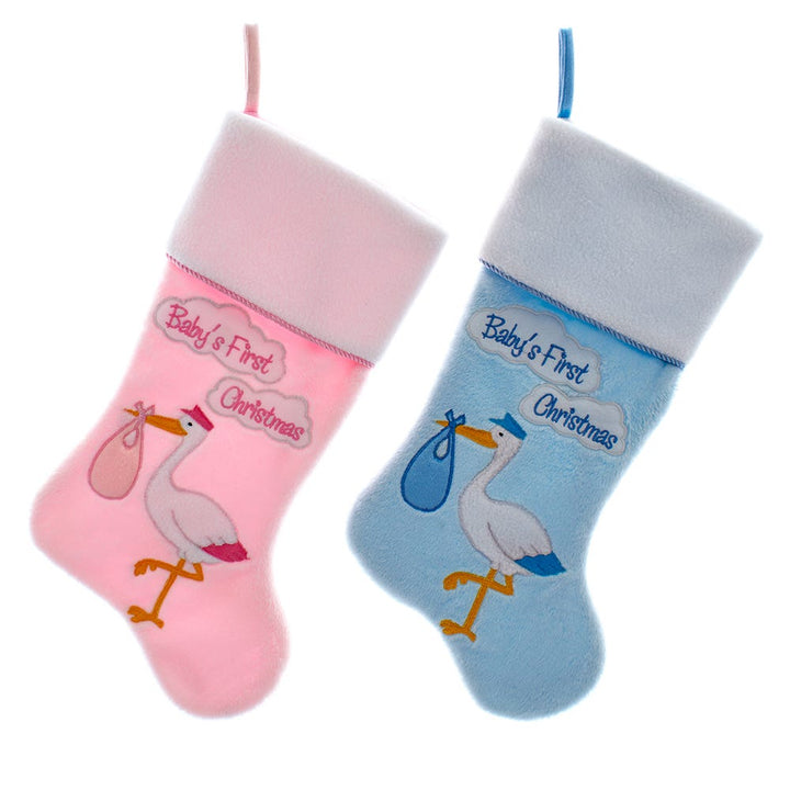 20.5" Baby's 1st Christmas Blue/Pink Stockings  #SG0281