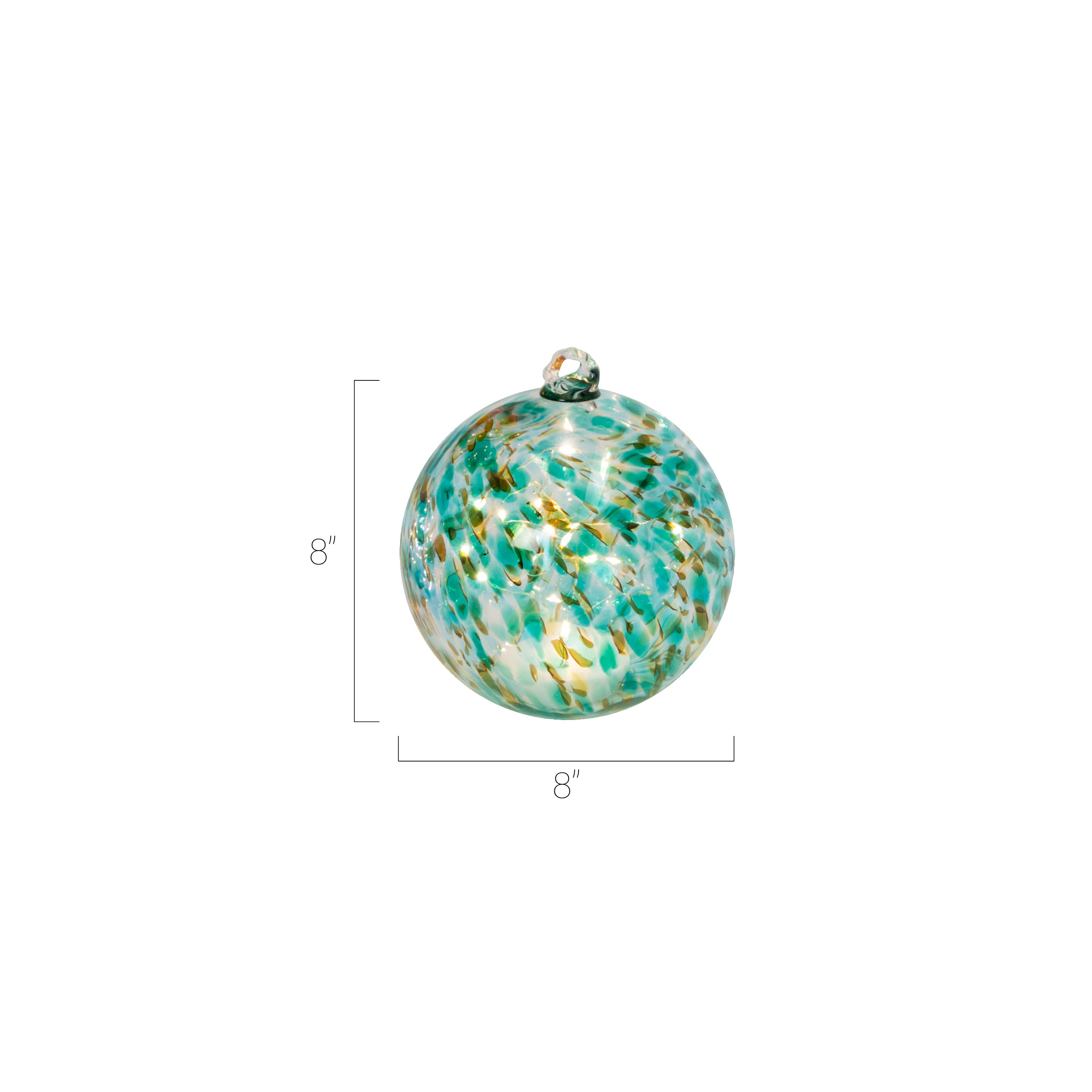 8 Inch Green Elegant Illuminating Hand Blown Glass Sphere