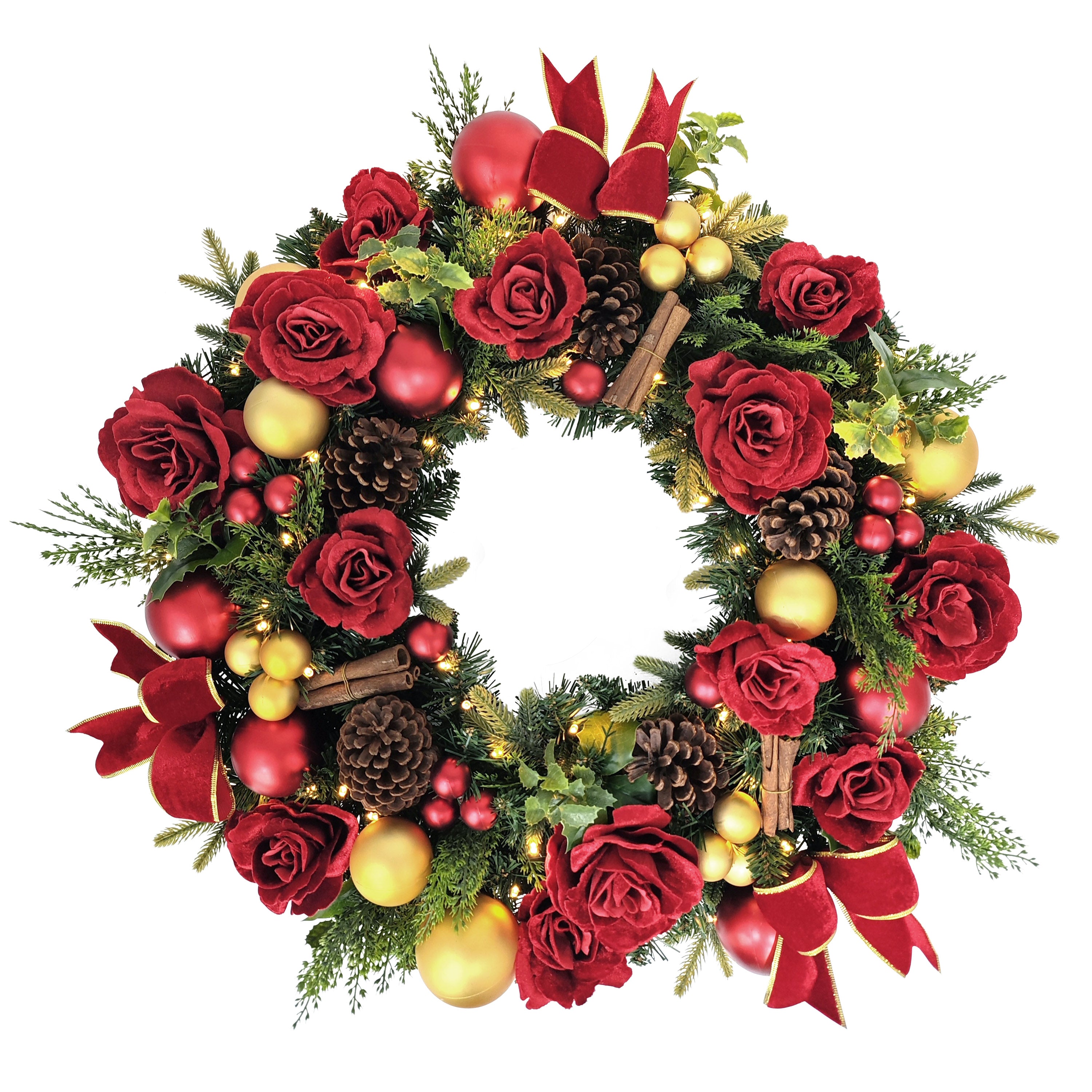 26" Pre-Lit Artificial Adorned Christmas Wreath 51020-W26LW08A-BO