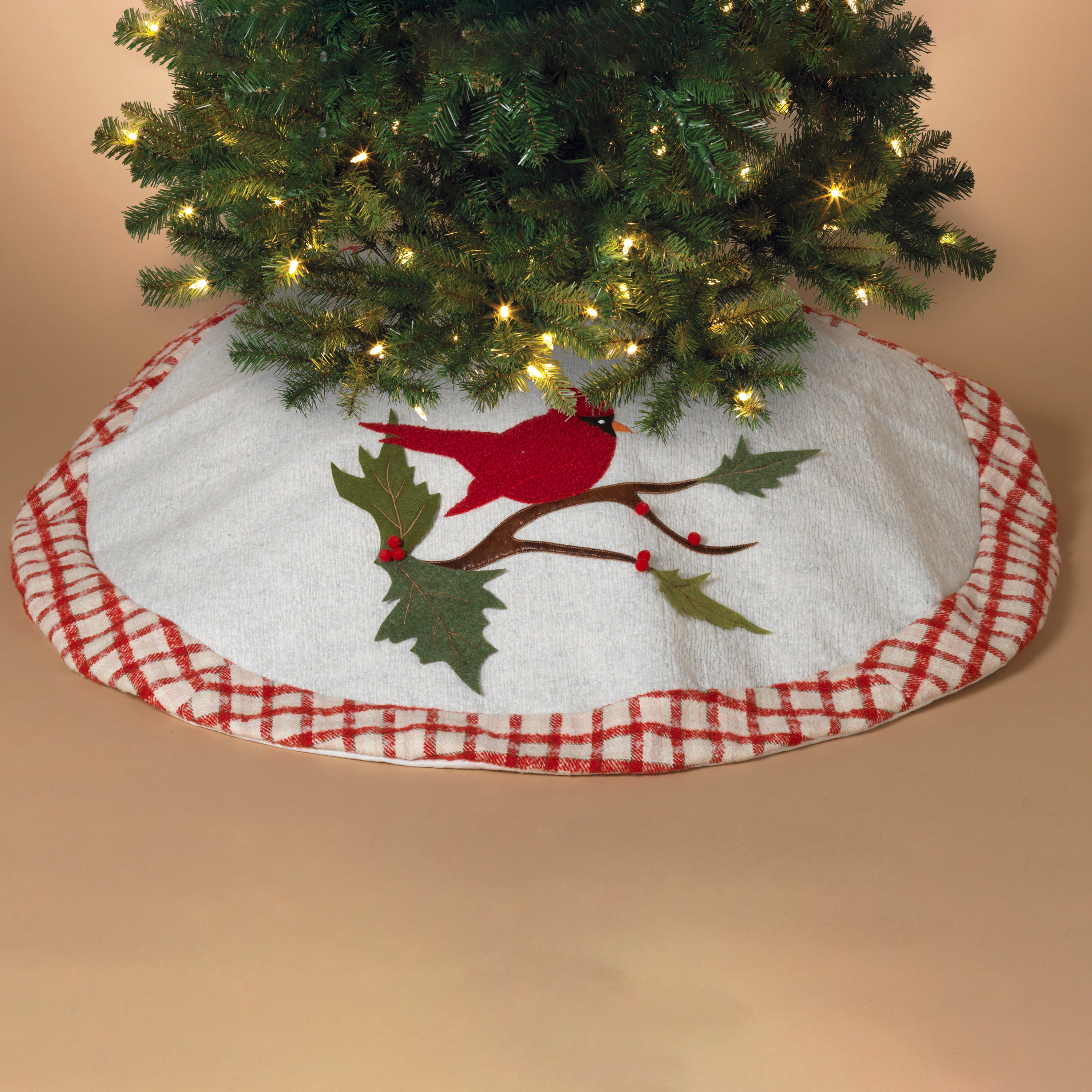Vintage inspired 42 in D Holiday Cardinal Design Tree Skirt 2741280EC