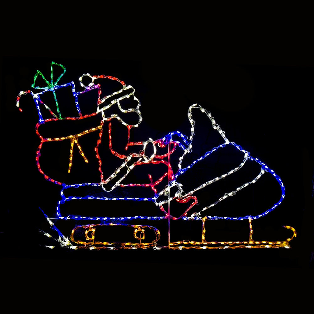 Brite Ideas 53" Santa Riding Snowmobile Animated LED Display SNTSMB