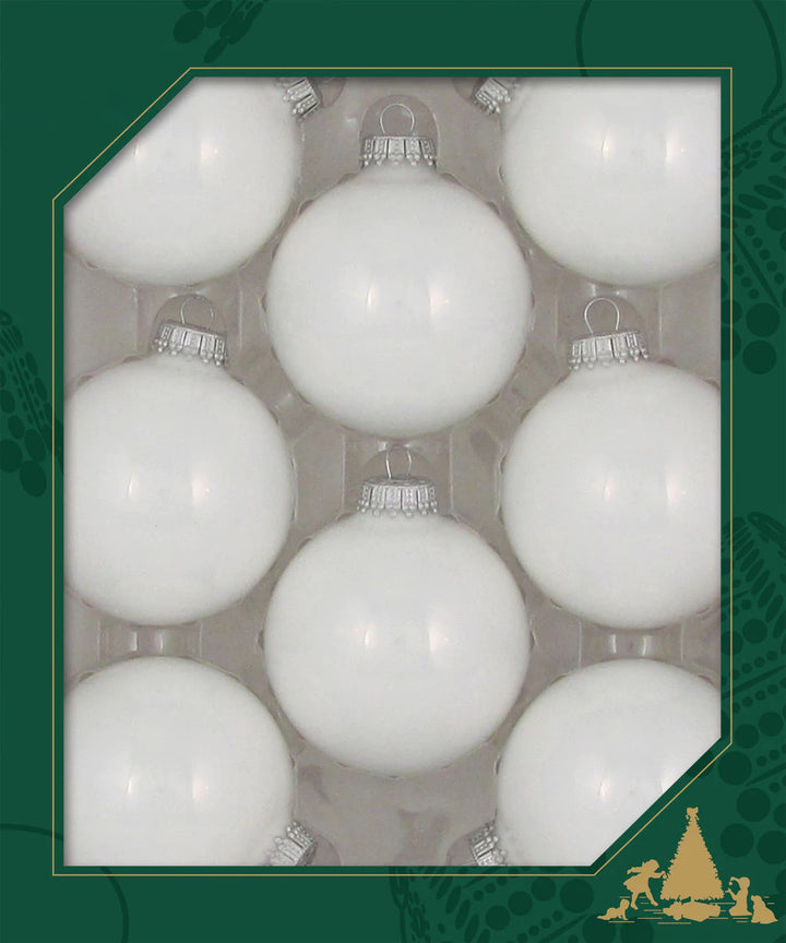 Christmas by Krebs Porcelain White 2.63 in Glass Christmas Tree Ornaments Set of 8 #KBX70106