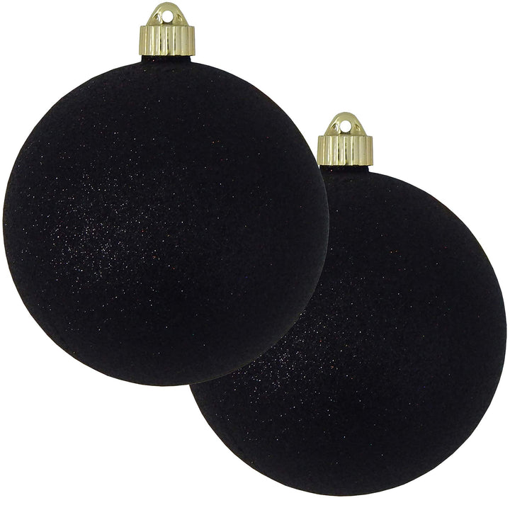 Christmas by Krebs Black Glitter 6 in Shatterproof Commercial Grade Christmas Ornaments Set of 2 #KBX04744