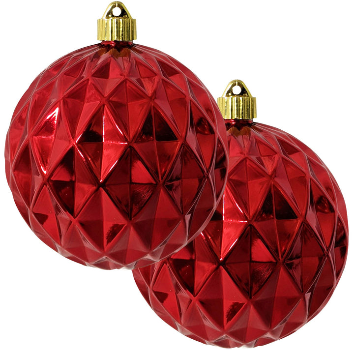 Christmas by Krebs Facetted Sonic Red 6 in Shatterproof Commercial Grade Christmas Ornament Set of 2 #KBX04669