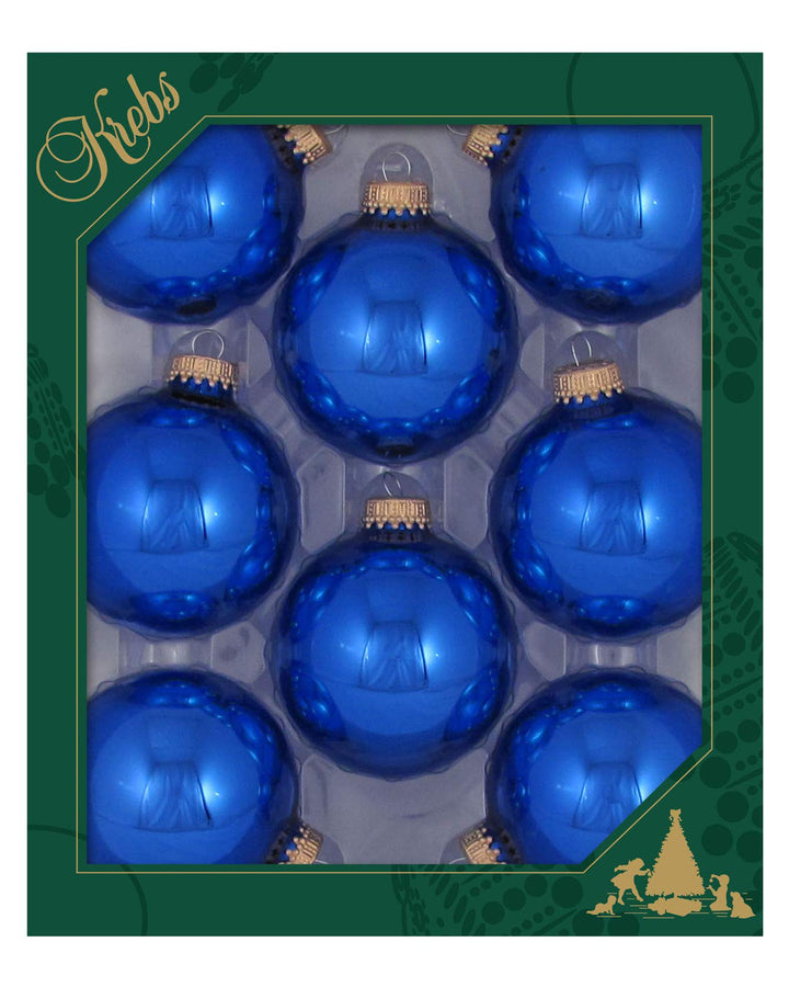 Christmas by Krebs Victoria Blue Shine 2.63 in Glass Christmas Tree Ornaments Set of 8 #KBX70057