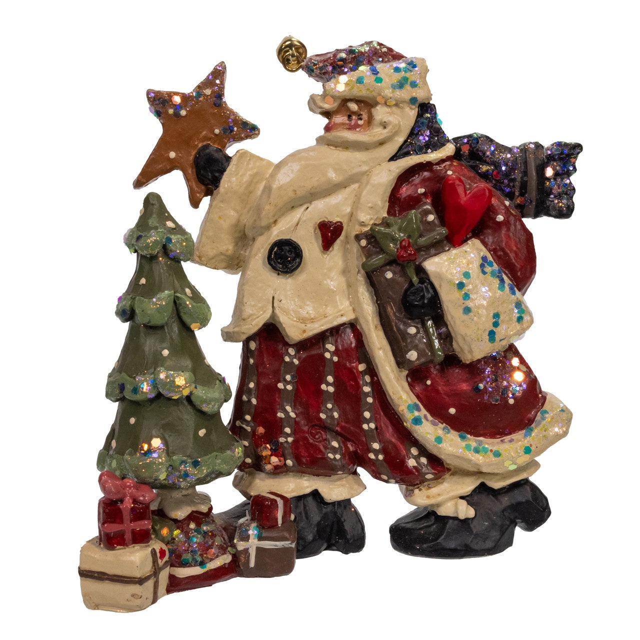 Kurt Adler 6.75" Snow Town Santa With Tree Table Piece #STN0016
