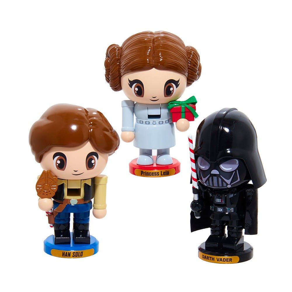 Kurt Adler 5-Inch Star Wars Han Solo, Princess Leia, and Darth Vader Chubby Nutcracker 3-Piece Set SW6251SET