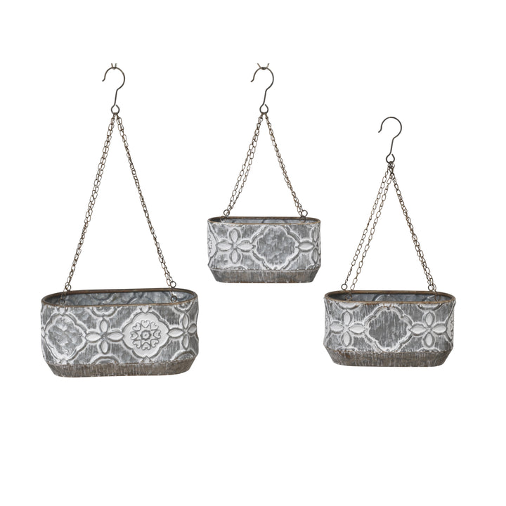 Hanging Galvanized Nesting Metal Hang Planters, set of 3