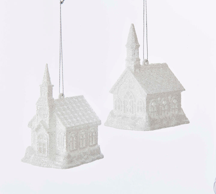 4" White LED Church Ornament, 2 Assorted #T2166