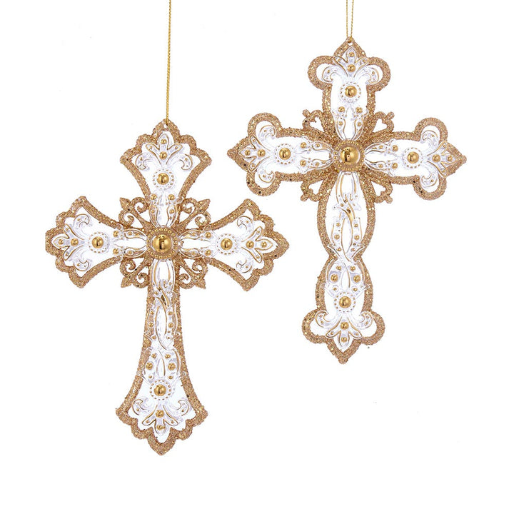 6.25" Gold & Silver Cross Ornament, 2 Assorted #T2455