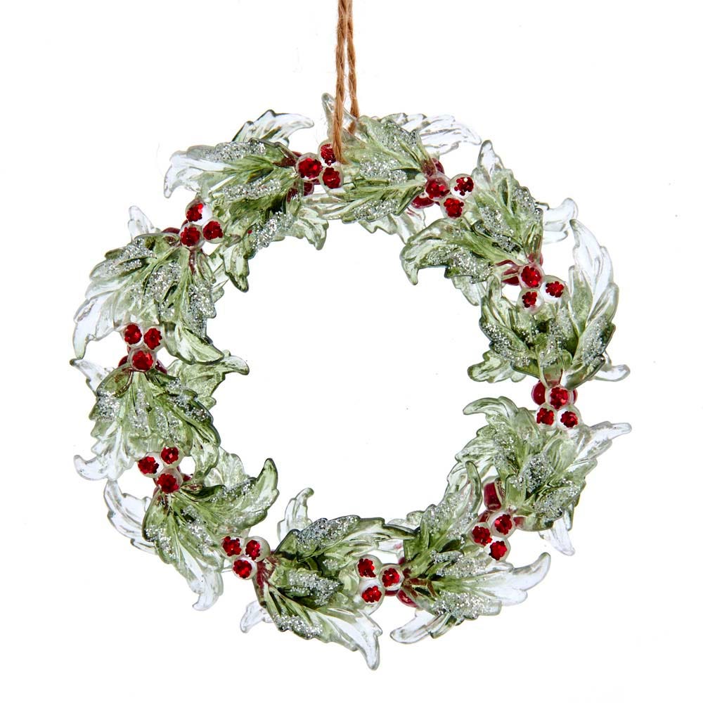 5.25" Wreath with Glitter Ornament T2889