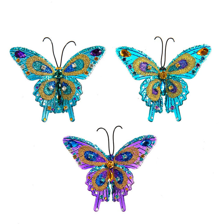 3.25" Butterfly with Clip Ornament, 3 Assorted #T3106