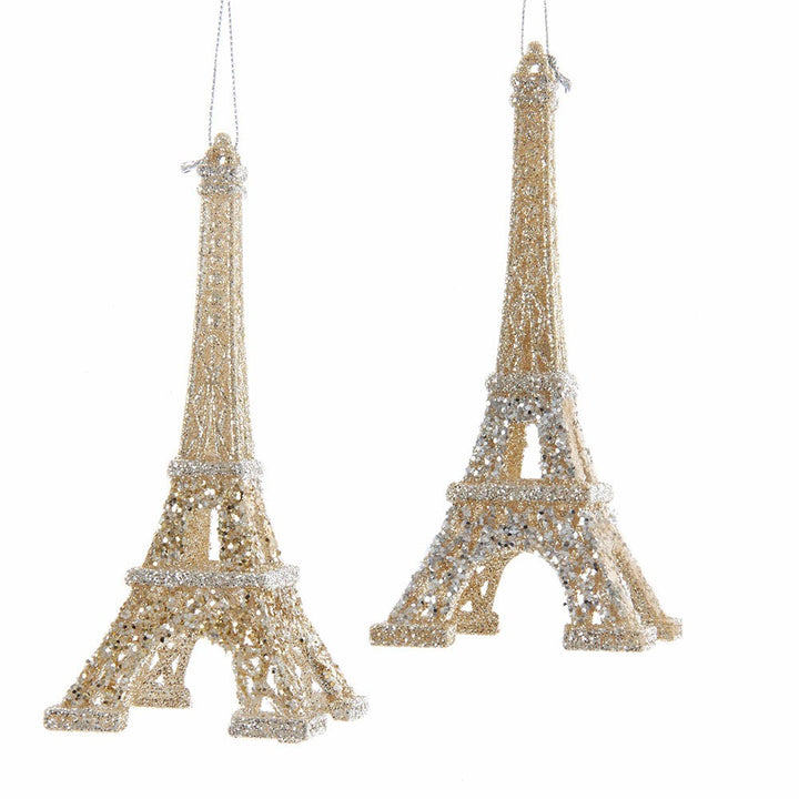 6.7" Platinum/Silver Eiffel Tower Ornament, 2 Assorted #T3179