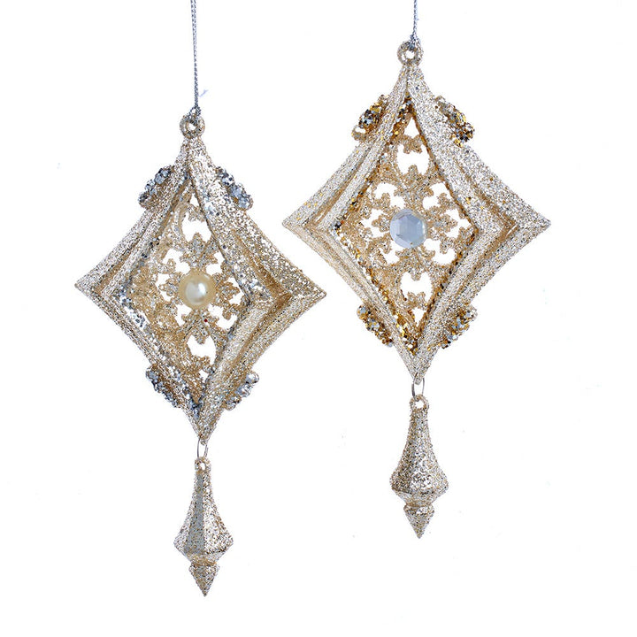 6.7" Platinum Triangle Ornament, 2 Assorted #T3364