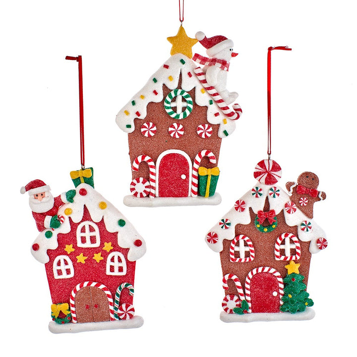 5" Gingerbread House Ornament, 3 Assorted #T3454