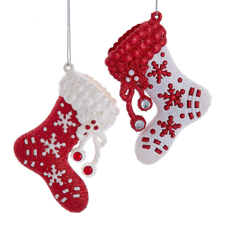 5.4" Red/White Stocking Ornament, 2 Assorted #T3473