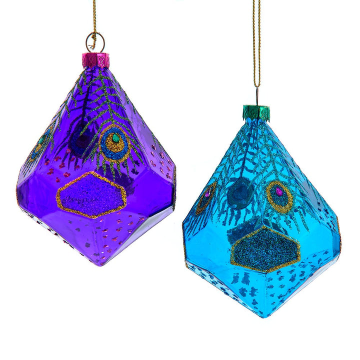 4.375" Glass Purple/Teal Ornament, 2 Assorted #T3489