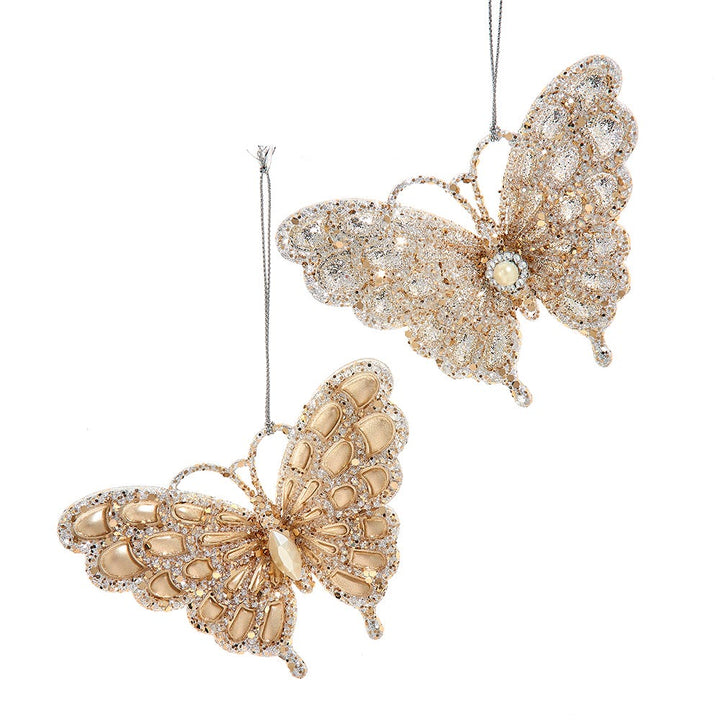 3.8" Platinum Butterfly Ornament, 2 Assorted #T3557