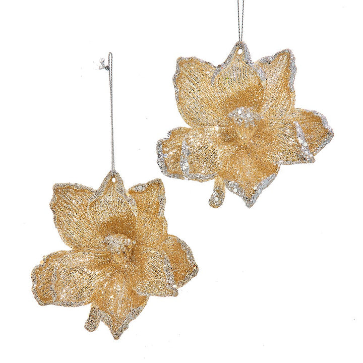 4.1" Platinum Flower Ornament, 2 Assorted #T3566