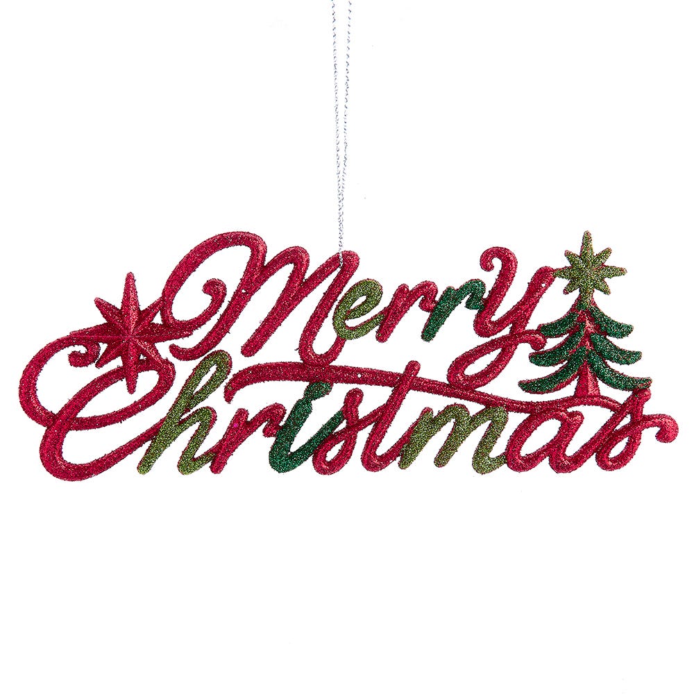 3" Red, Green and Apple Green Merry Christmas Sign Ornament T3647