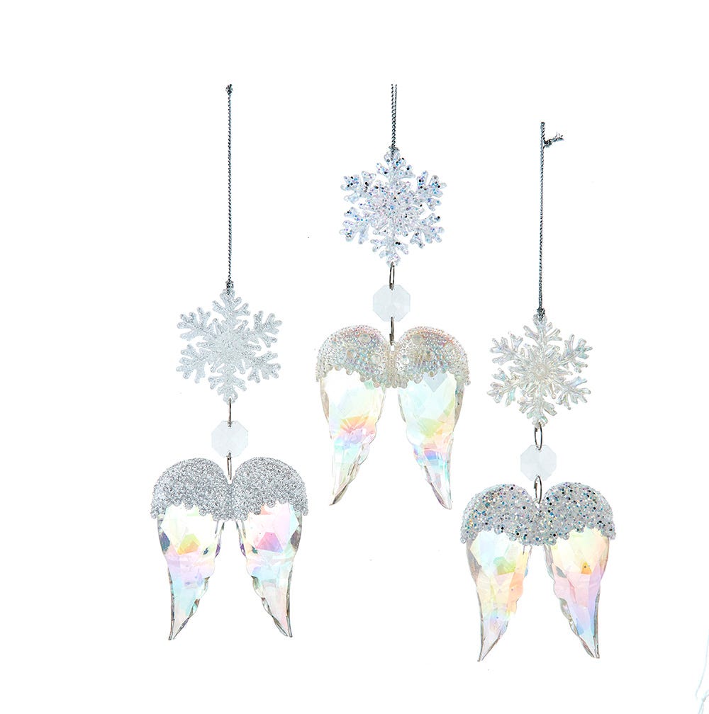 5.9" Opal Wing Ornament, 3 Assorted T3749