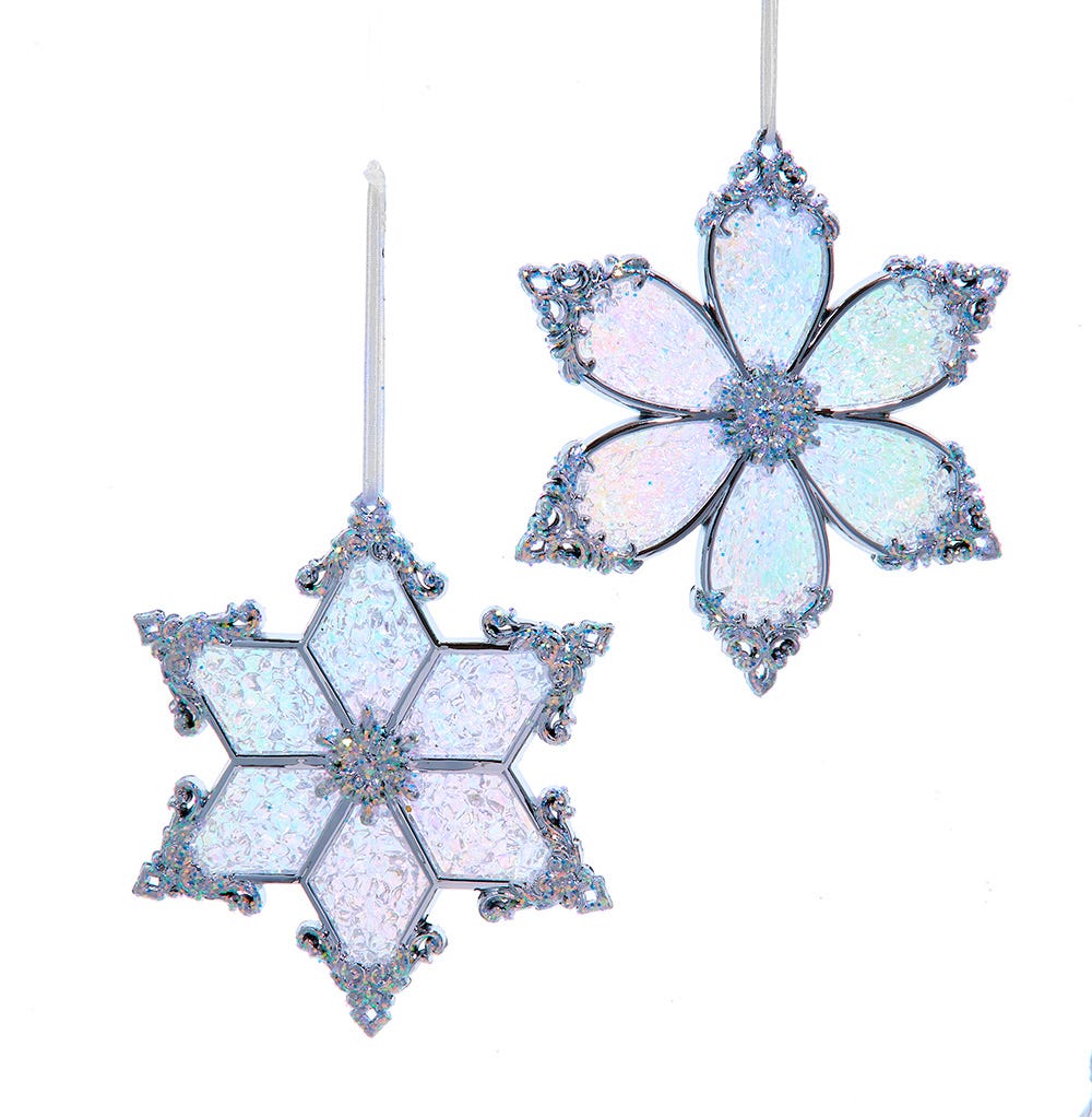 5" Clear and Silver Snowflake Ornament, 2 Assorted T3750