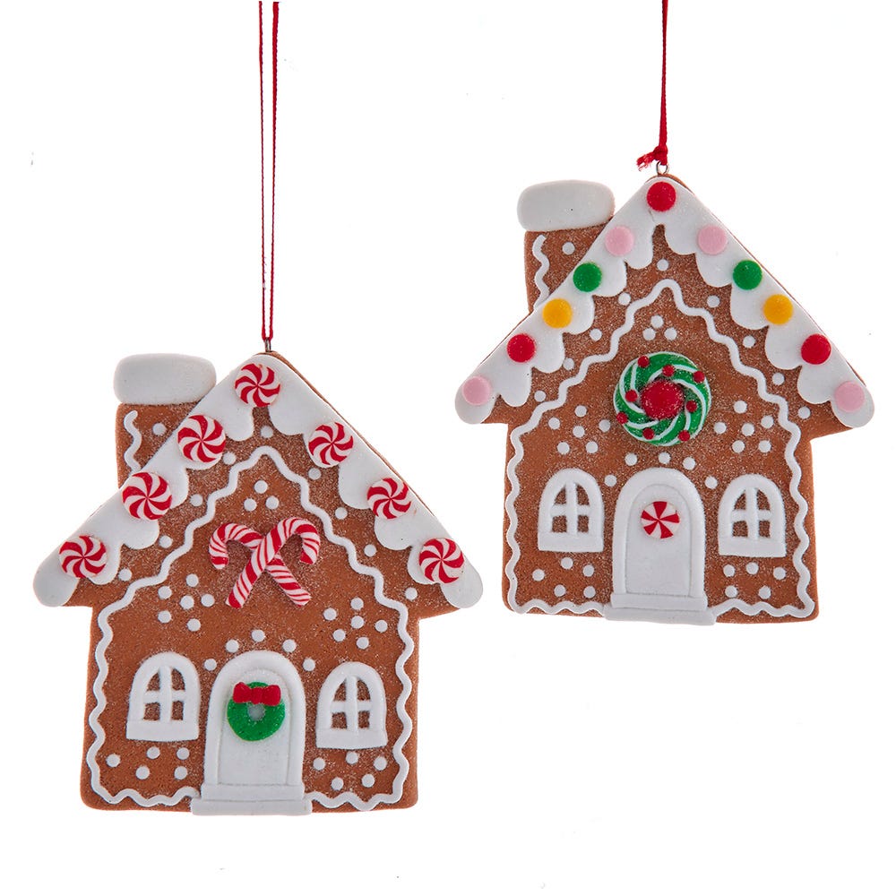 4.25" Claydough Gingerbread House Ornament, 2 Assorted T3779