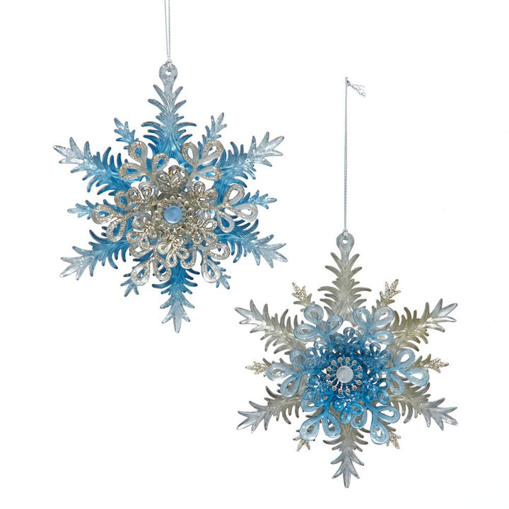 5.5" Blue Platinum Snowflake Ornament, 2 Assorted T3793