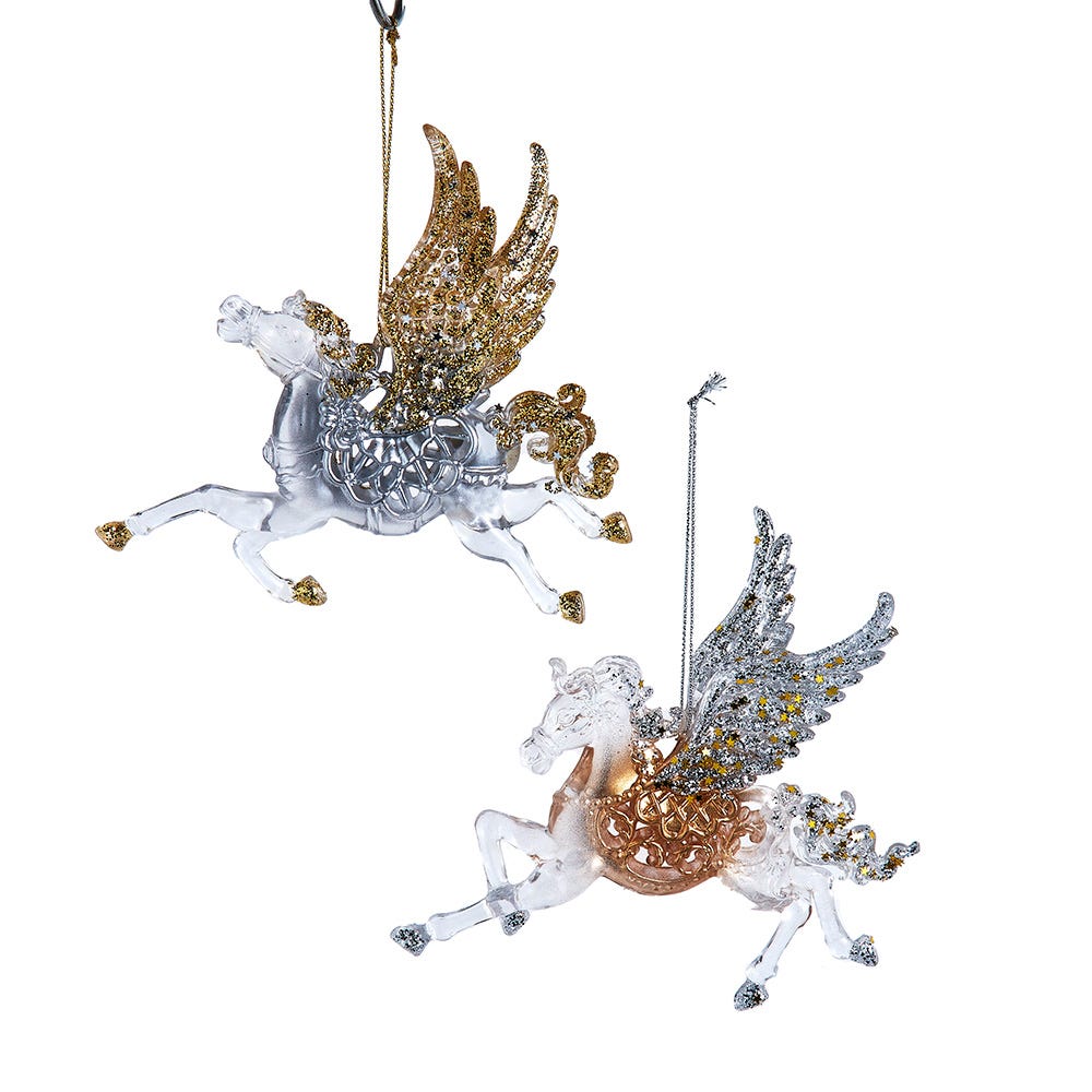 5.2-5.4" Silver and Gold Pegasus Ornament, 2 Assorted T3806