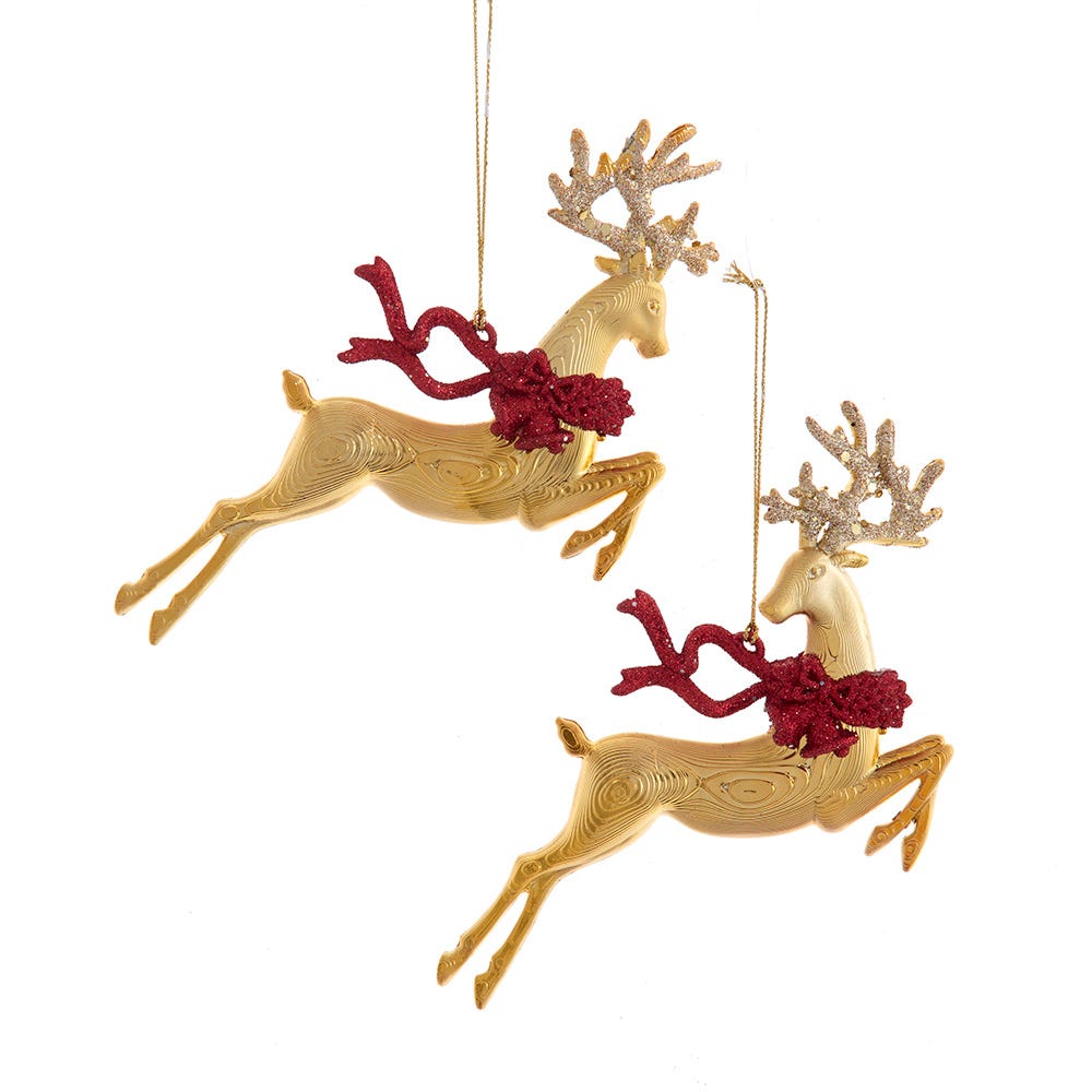 5.1" Red and Gold Reindeer Ornament, 2 Assorted T3867