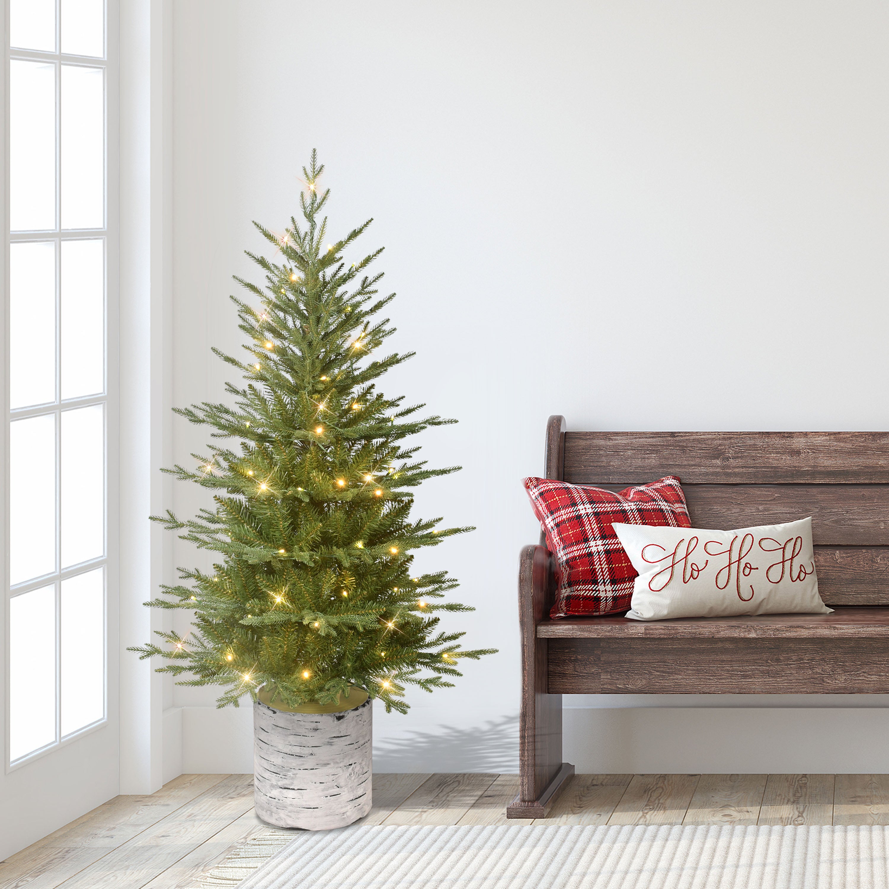 4.5' Pre-Lit Green Potted Arctic Fir Tree