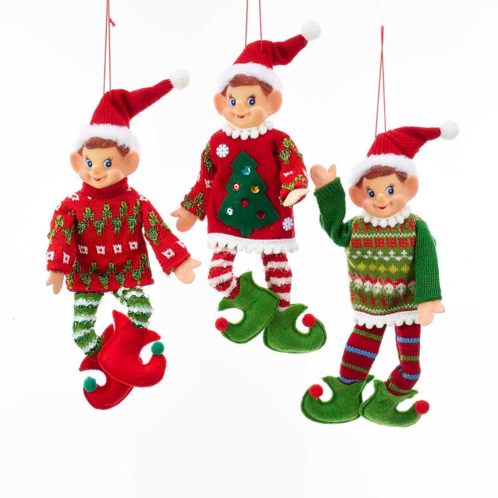 11" Fabric Christmas Elf Ornament, 3 Assorted TD1621