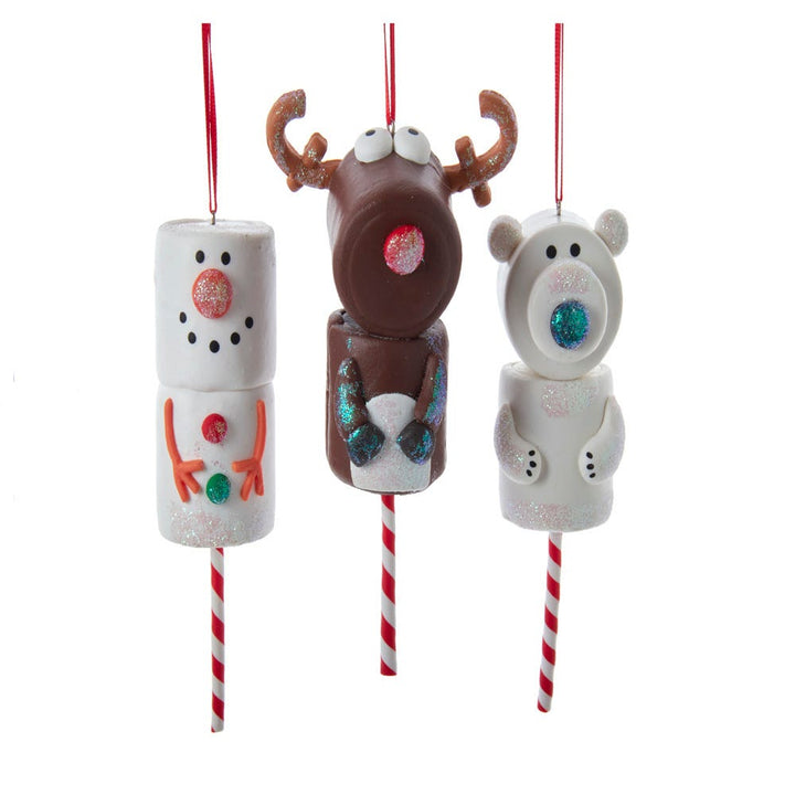 4.5-6.5" Reindeer/Bear/Snowman Marshmallow Ornament, 3 Assorted #TD1736