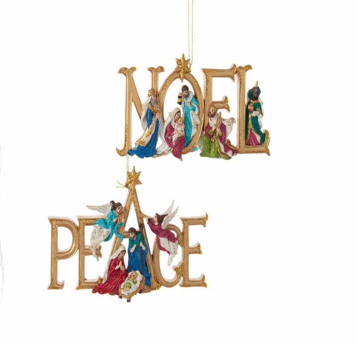 3.25" Peace/Noel with Nativity Ornament, 2 Assorted #TD1742