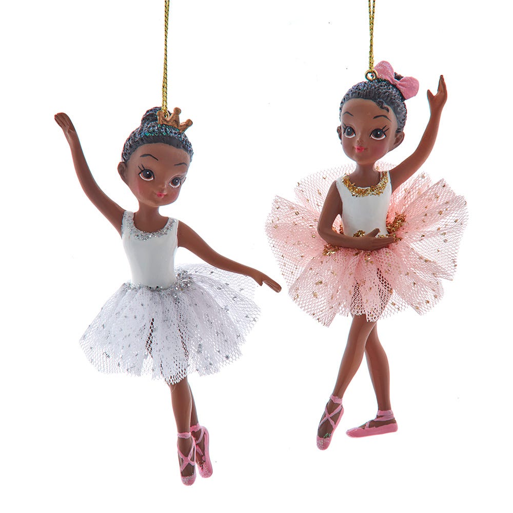 4.9" Black Ballerina Girl Ornament, 2 Assorted TD1786