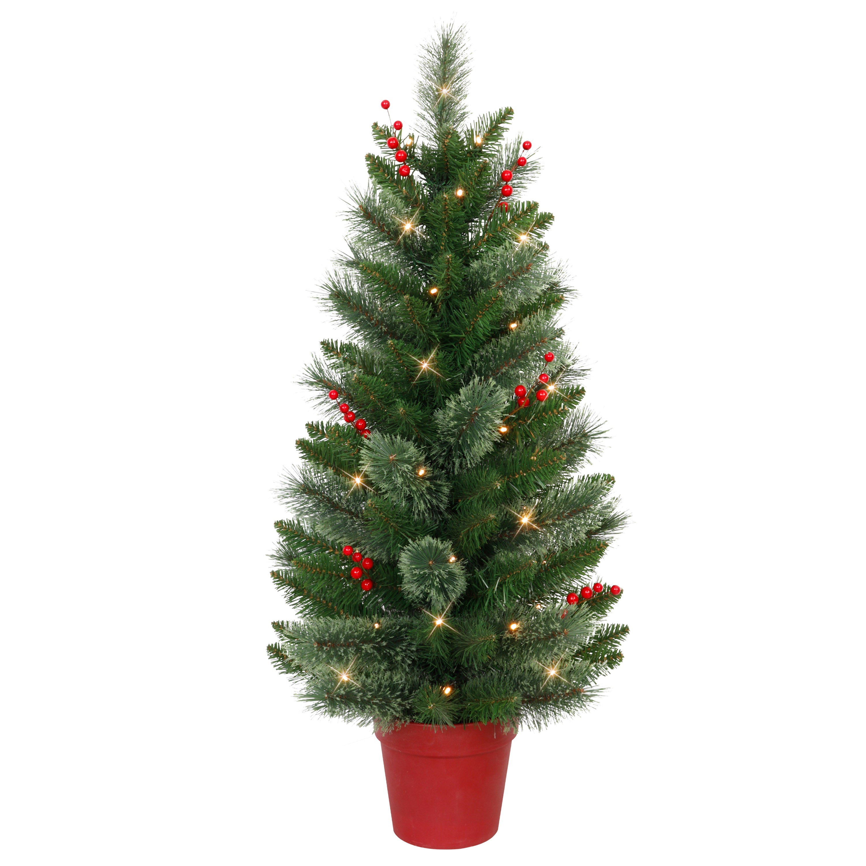 2 3.5 ft. PreLit Artificial Potted Trees 4528-ST35LW035A-2-BO