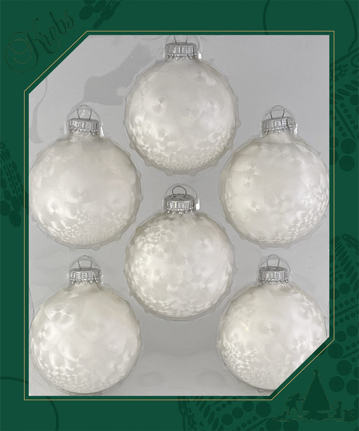 Christmas by Krebs Pearl Icelock 2.63 in Glass Christmas Tree Ornaments Set of 6 #KBX70751