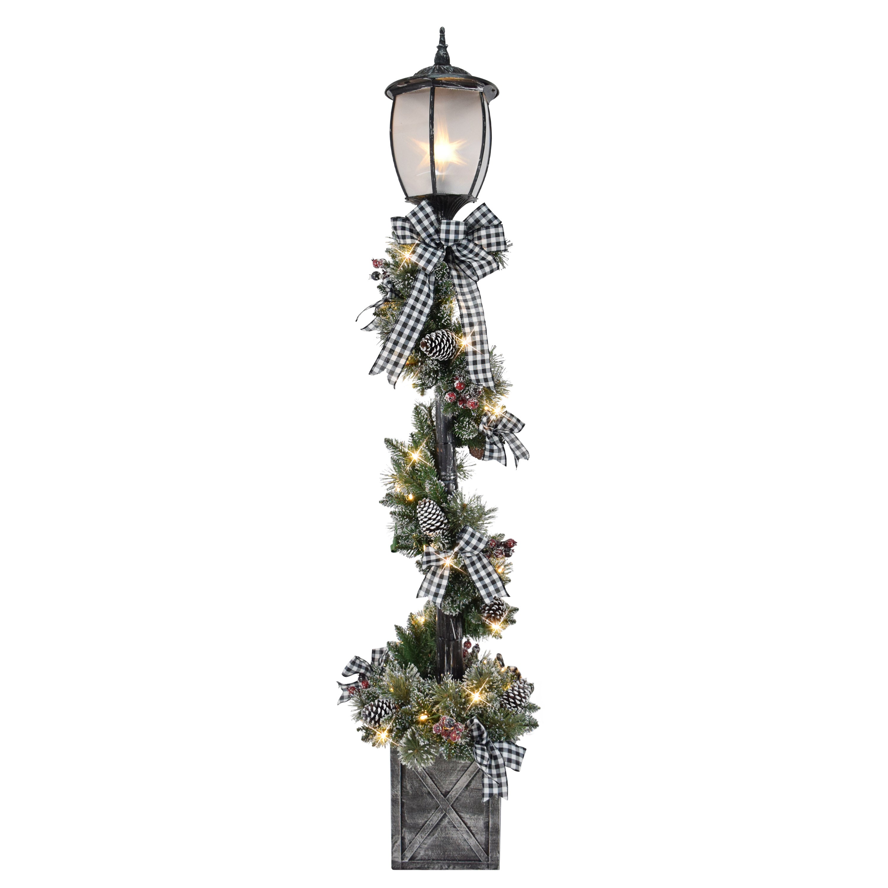 7' Pre-Lit Artificial Adorned Lamp Post with 200 Branch Tips and LED Lights 5991-LP70LW05A