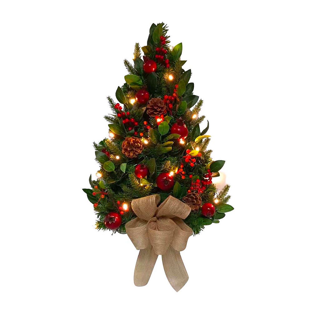 Kurt Adler 22-Inch Battery-Operated Prelit Decorated Wall Tree with Berries and Pomegranate TR0215LED