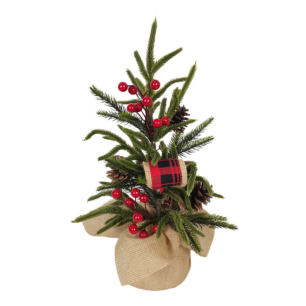 Kurt Adler 24-Inch Unlit Berries and Pinecones Green Tree In Burlap Base TR0623