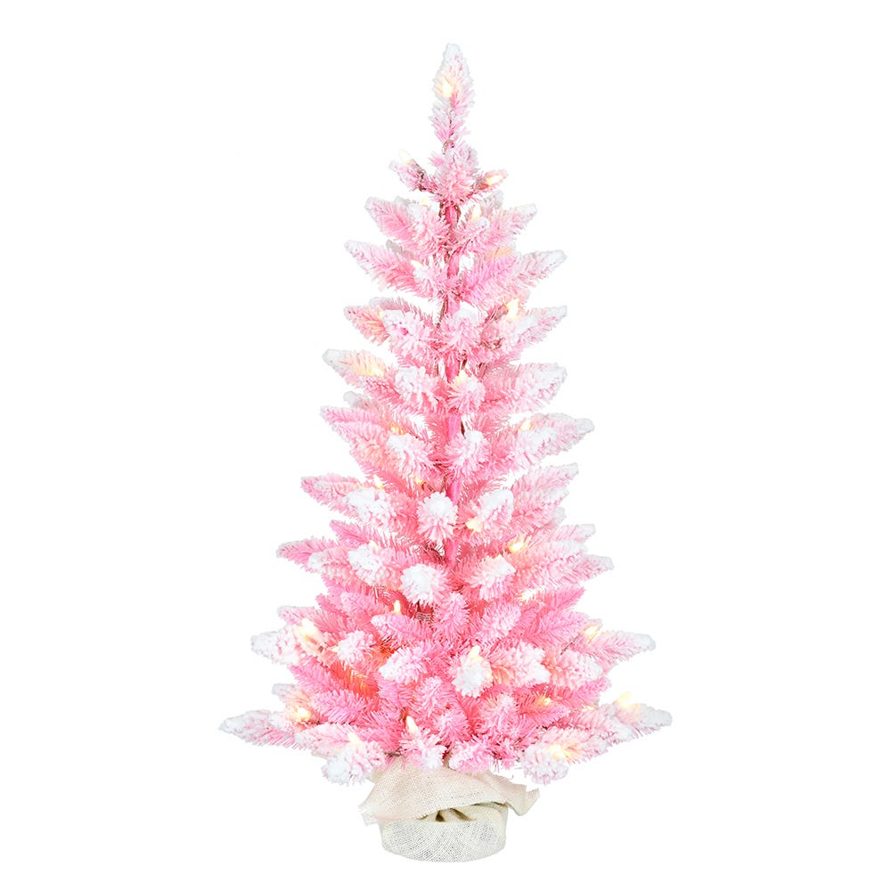 Kurt Adler 3-Foot Pre-lit LED Flocked Pink Slim Tree