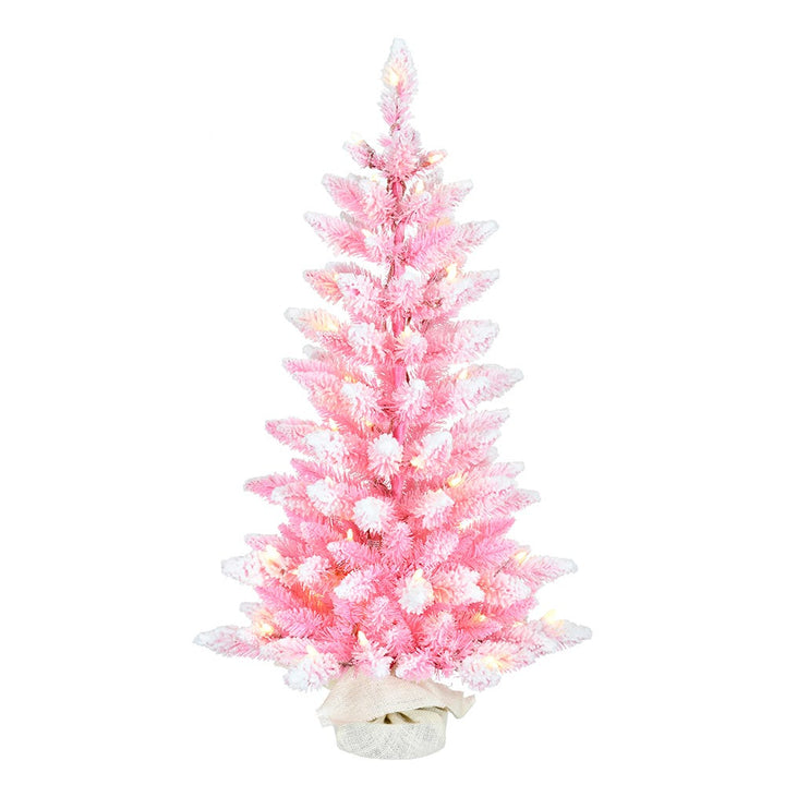 Kurt Adler 3-Foot Pre-lit LED Flocked Pink Slim Tree