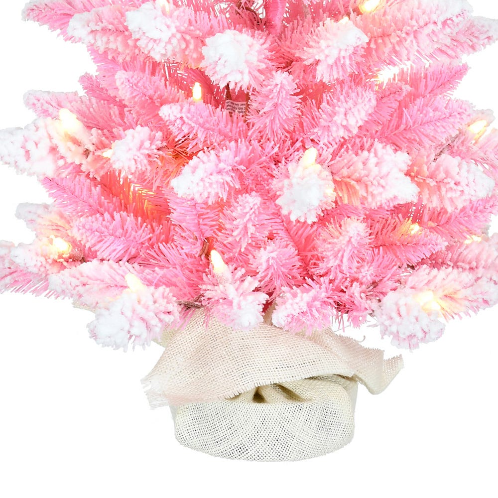 Kurt Adler 3-Foot Pre-lit LED Flocked Pink Slim Tree