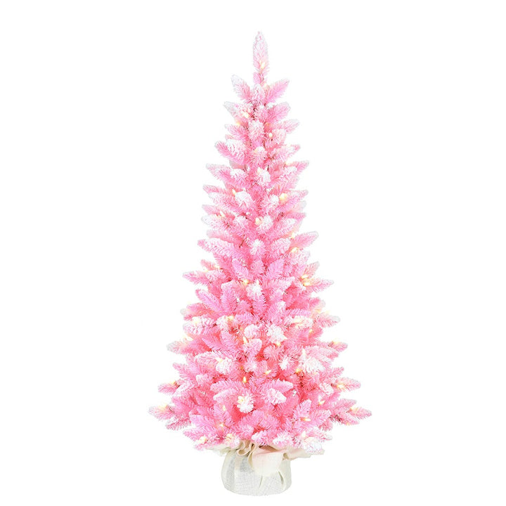 Kurt Adler 4-Foot Pre-lit LED Flocked Pink Slim Tree