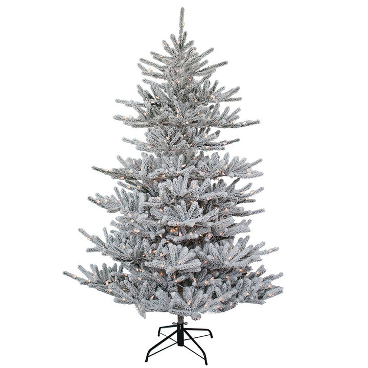 7ft Pre-Lit Flocked Vail Pine Tree in Clear TR2485