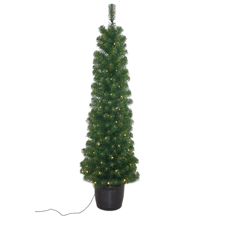 Kurt Adler 5-Foot Pre-Lit Potted Tree with 100-Light Warm White LED Bulbs